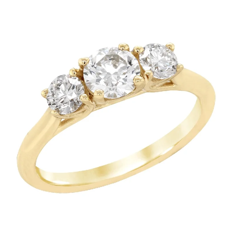 women's filigree engagement ring-YELLOW GOLD THREE LAB GROWN DIAMOND WEDDING RING, 1.00 CT TW