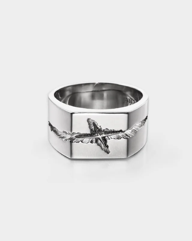 women's promise ring-Jupiter Silver Ring with Four Pointed Star