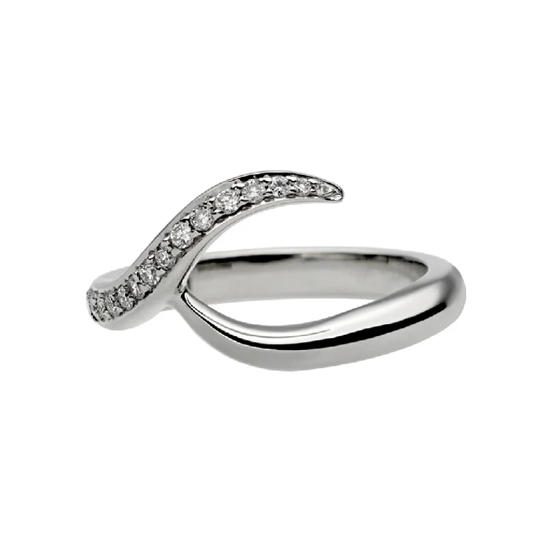 women's oval engagement ring-Entwined Rapture75 Wedding Ring - 18ct White Gold & 0.16ct Diamond