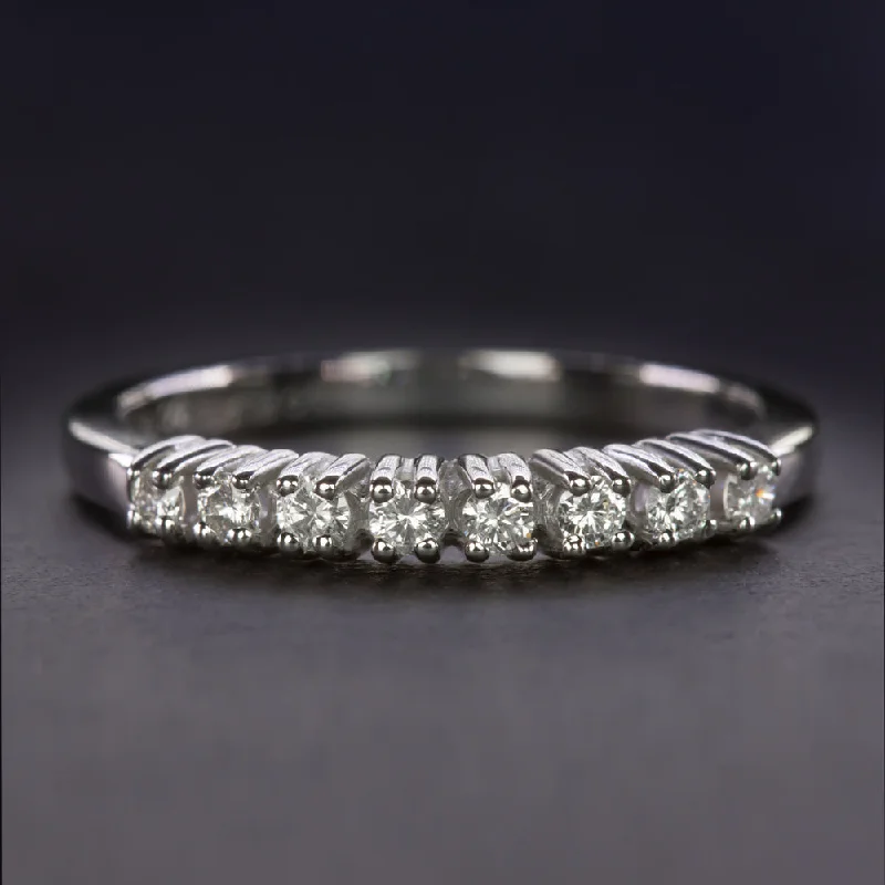 women's bezel-setting engagement ring-VINTAGE DIAMOND PLATINUM WEDDING RING STACKING BAND F-G VS VERY GOOD ROUND CUT