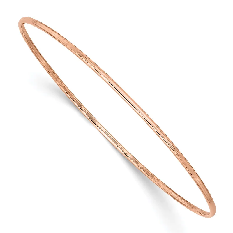 women's formal necklace-14KT Rose Gold 8-inch 1.5MM Bangle Slip-On Bracelet