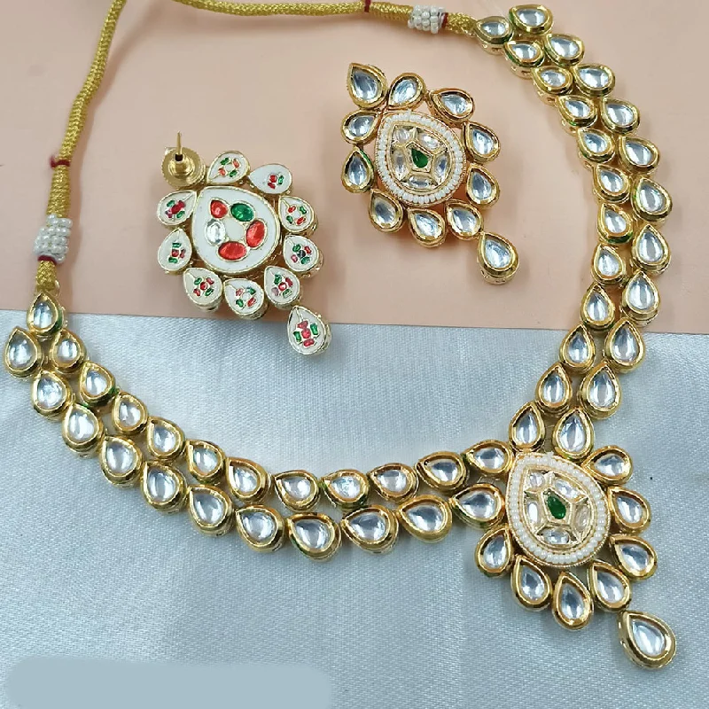 women's multi-layer necklace-Padmawati Bangles Gold Plated Kudan Necklace Set