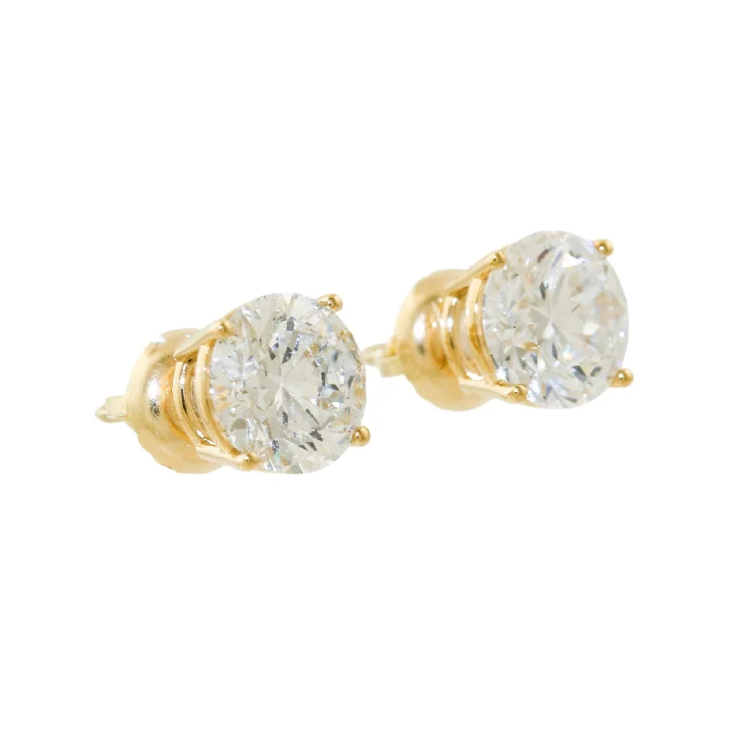 women's monogram ring-14k Gold x 7mm Round-Cut 2.17 ct Lab Diamond Screwback Studs