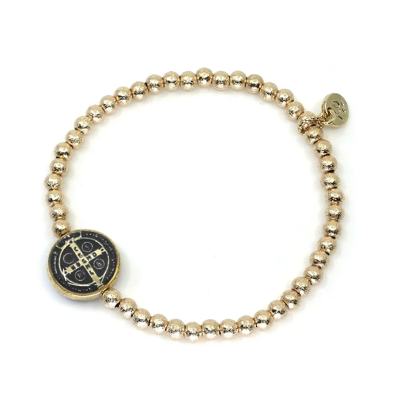 women's moon necklace-Eternity Bracelet with St. Benedict Charm