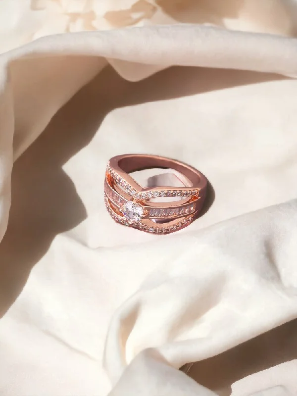 women's simple ring-Rose Gold Alana Zirconia Ring - EOSS