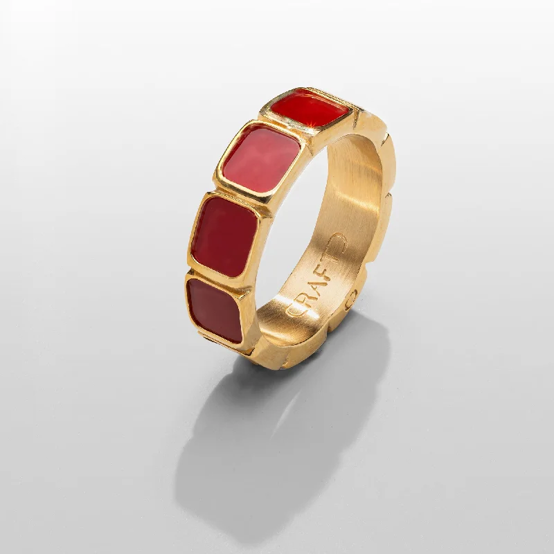 women's bohemian ring-Red Stone Band Ring (Gold)