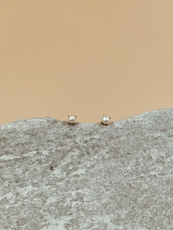 women's modern ring-Moondrop Pearl Ear Studs