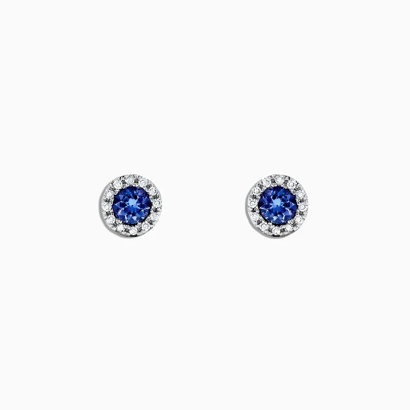 women's moissanite ring-Nahla Siri 14K White Gold Tanzanite and Diamond Studs, 0.98 TCW