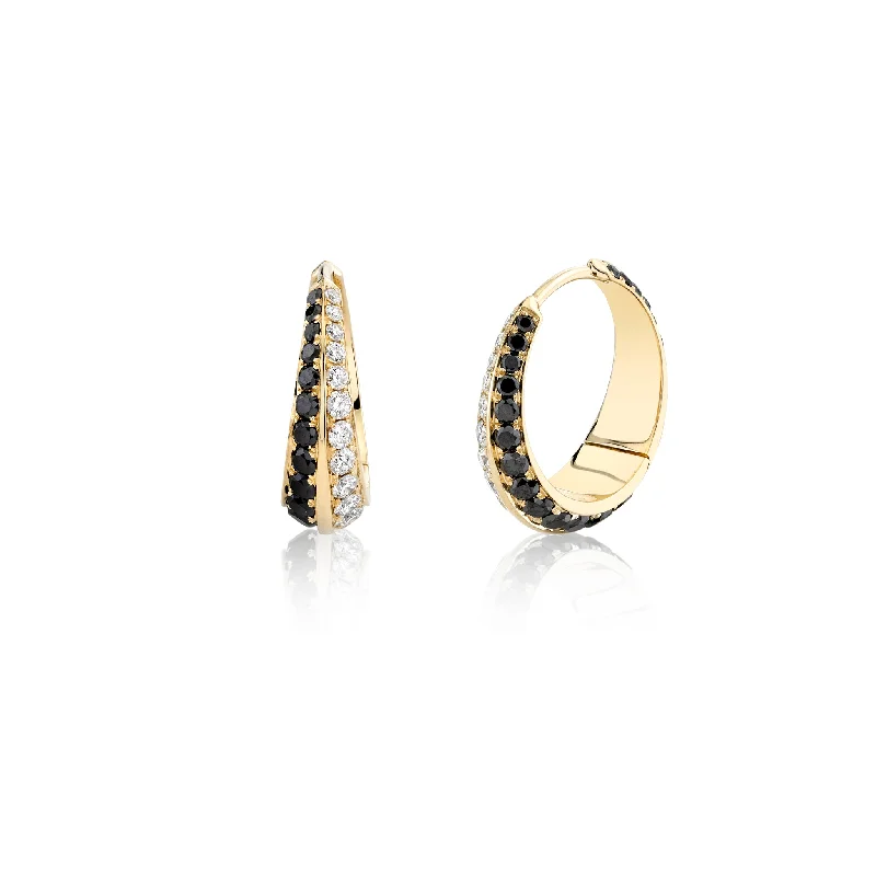 women's diamond ring-Large Crescent Hoops with Othello Pave