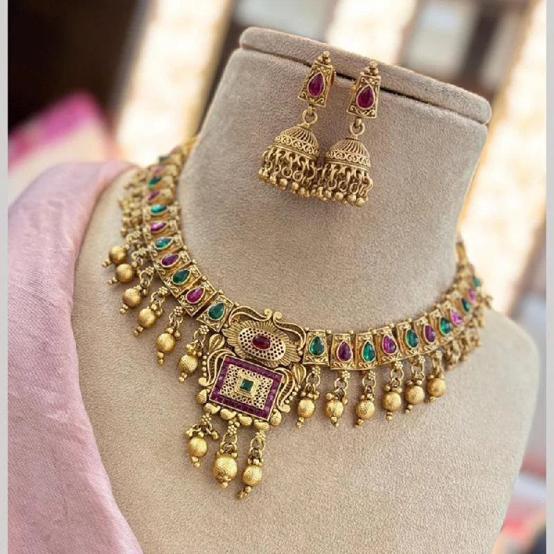 women's ruby necklace-Jewel Addiction Gold Plated Pota Stone Necklace Set