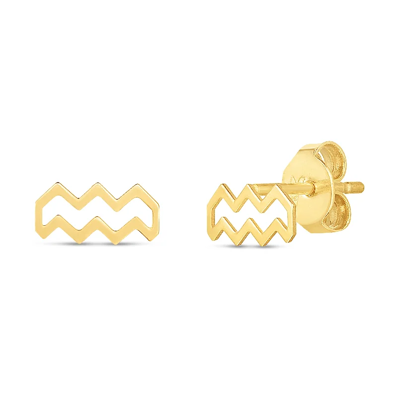 women's designer ring-14K Gold Aquarius Studs