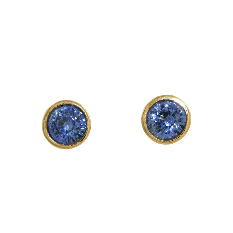 women's black onyx ring-Cornflower Sapphire Studs in 18k