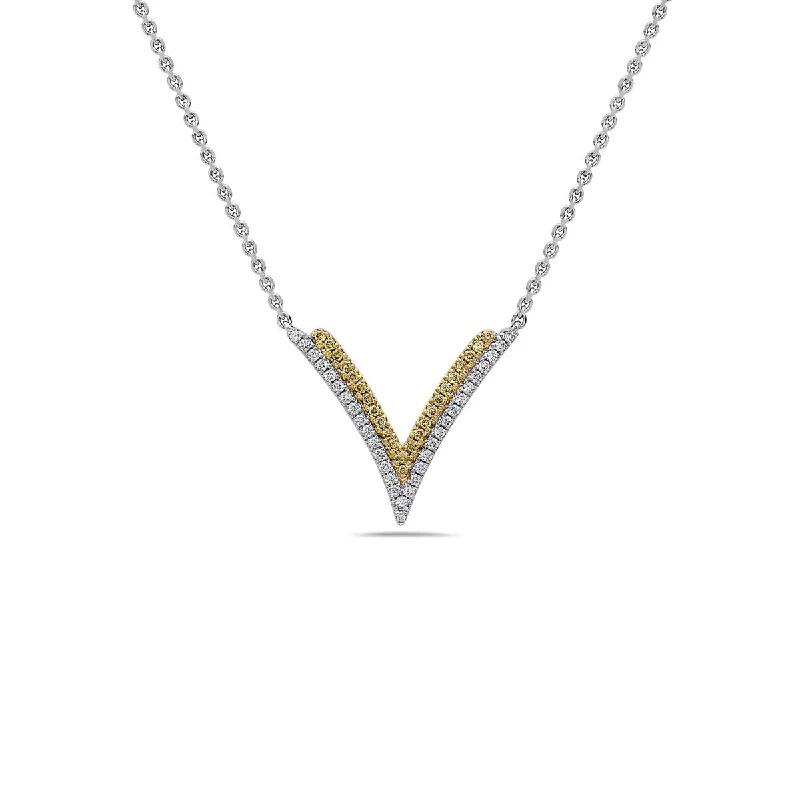 women's Christmas gift necklace-Diamond Double V Pendant Necklace