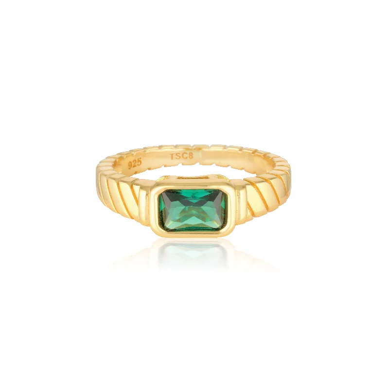 women's square ring-Nixon Ring Gold