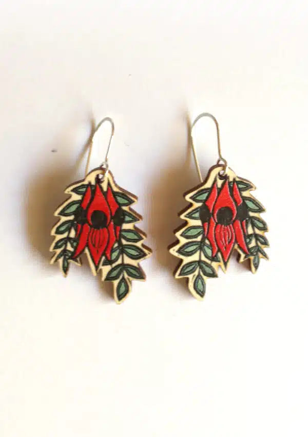 women's dragon ring-To the Trees Dangles - Sturt’s Desert Pea Small