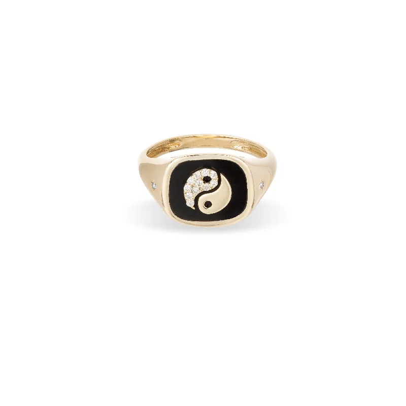 women's eternity ring-Zodiac Ceramic + Diamond Gemini Signet Ring