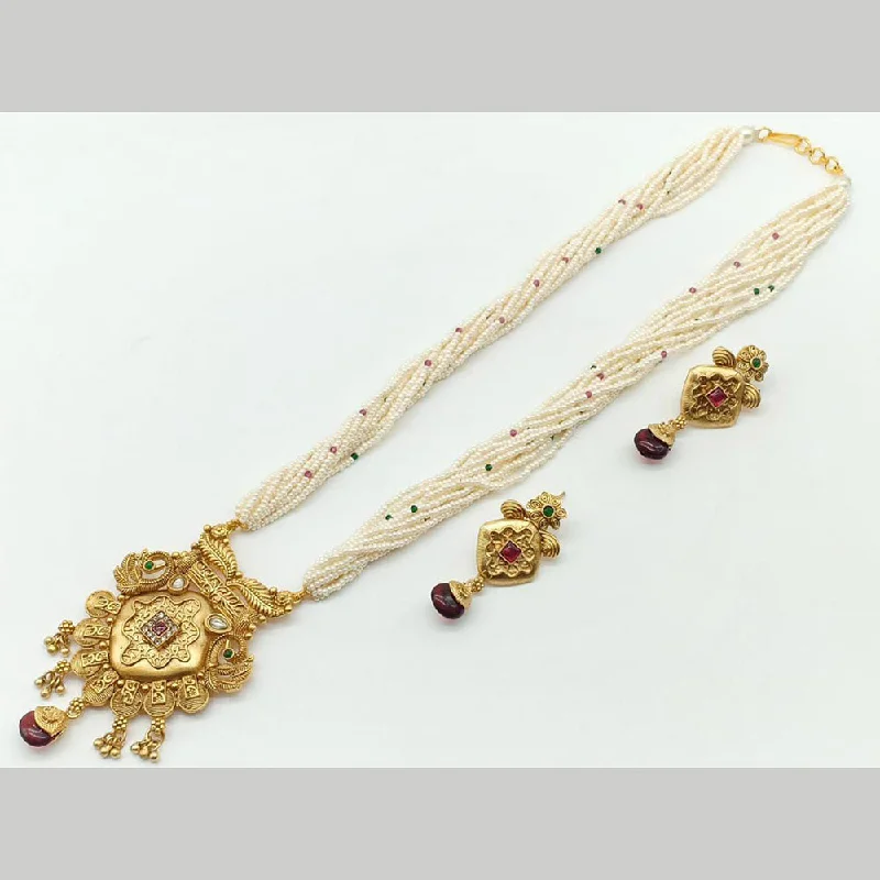 women's spiritual necklace-Manisha Jewellery Gold Plated Long Necklace Set