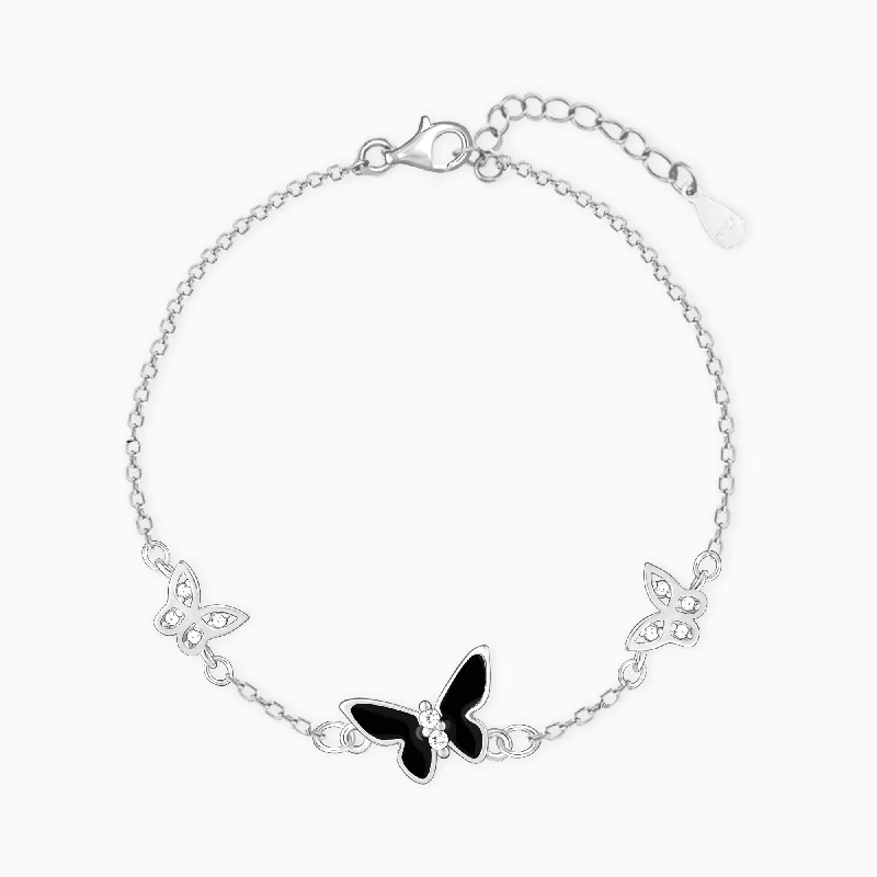 women's Christmas gift necklace-Silver Elegant Butterflies Bracelet