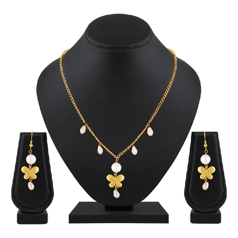 women's birthstone necklace-Mahi Flying Butterfly-Shaped Necklace Set with Artificial Beads for Women (NL1103842G)