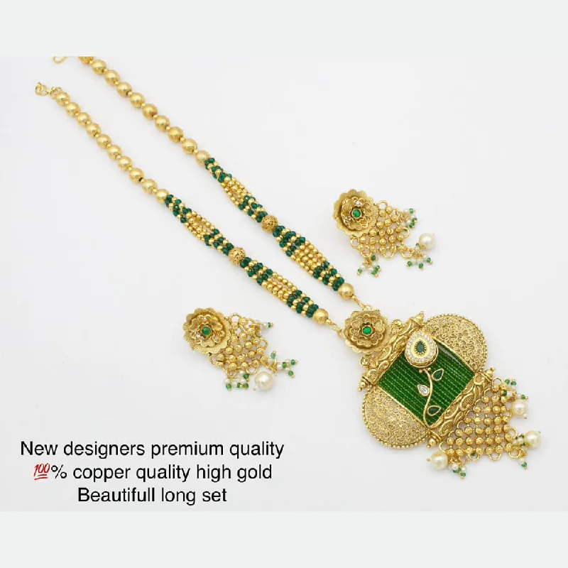 women's platinum necklace-Manisha Jewellery Gold Plated Long Necklace Set