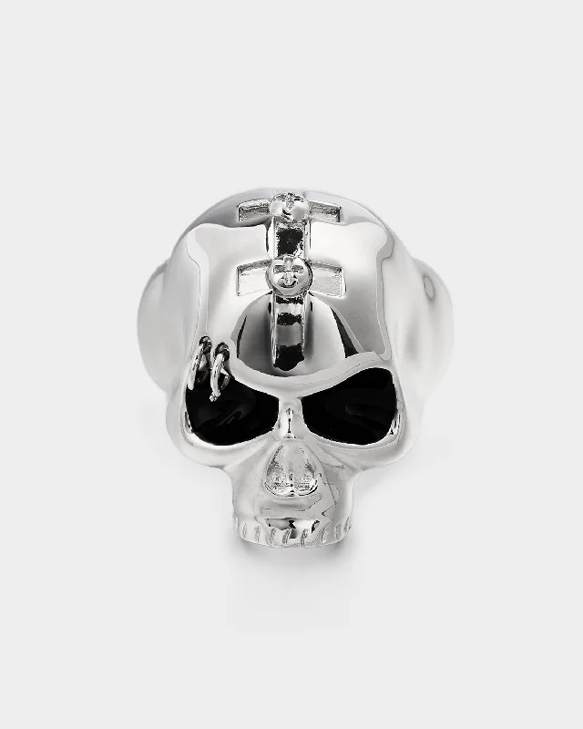 women's engagement ring-Silver Large Skull Ring