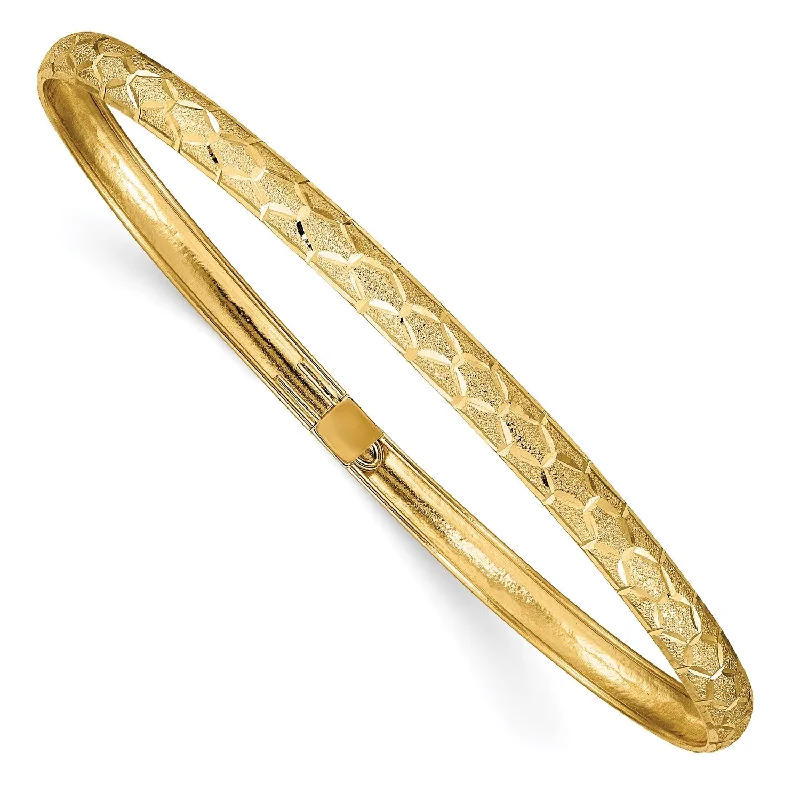 women's Victorian necklace-14KT Yellow Gold 7.5-inch 4.5MM Diamond-cut Flexible Bangle Bracelet