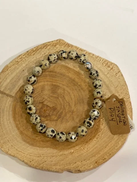 women's snake necklace-Faceted Dalmation Jasper Bracelet