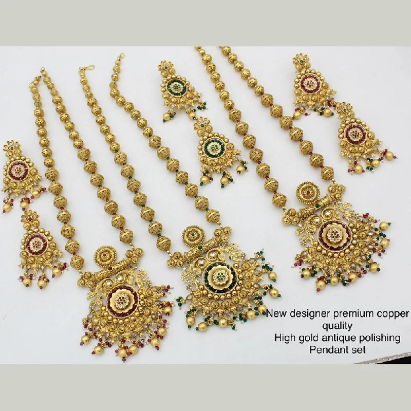 women's aquamarine necklace-Manisha Jewellery Gold Plated Long Necklace Set