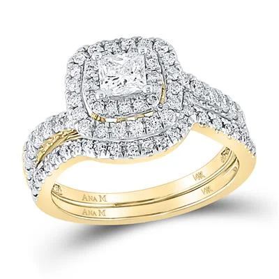 women's dragon engagement ring-14K PRINCESS DIAMOND BRIDAL WEDDING RING SET 1 CTTW (CERTIFIED)