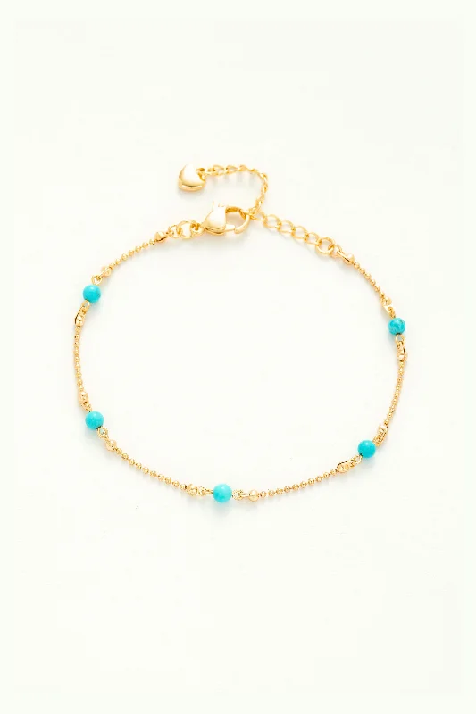 women's quartz necklace-Turquoise Slim Chain Bracelet