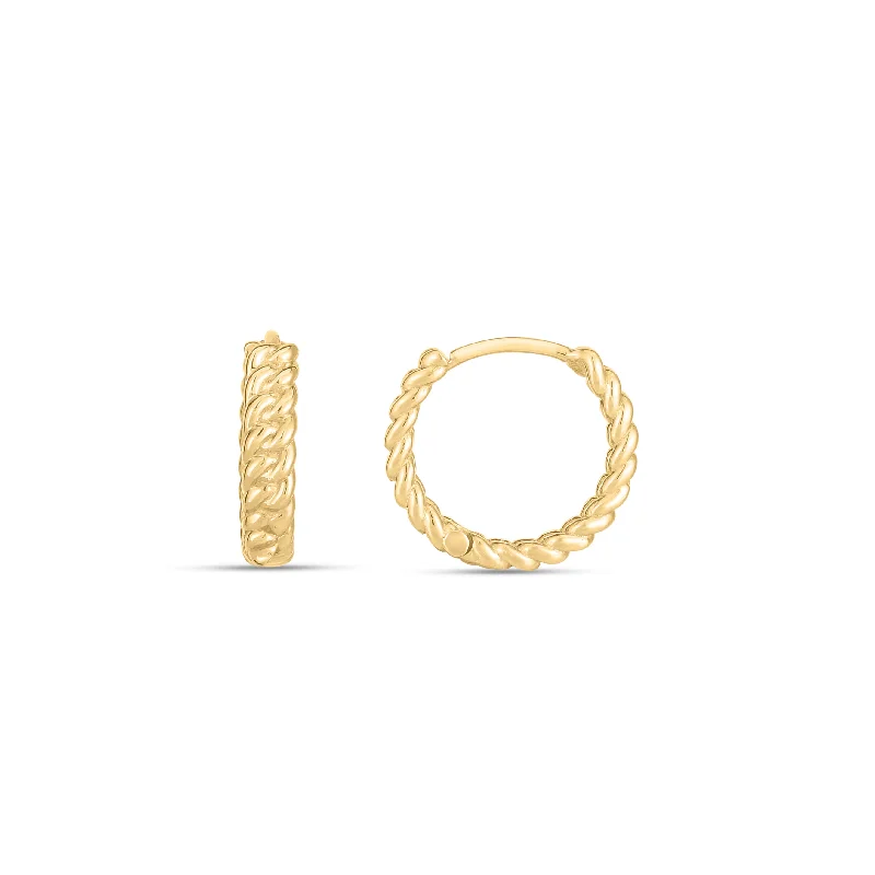 women's thumb ring-14K Braided Huggie Hoops