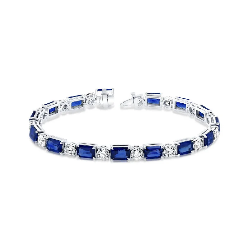 women's best friend necklace-Uneek Precious Collection Emerald Cut Blue Sapphire Bracelet