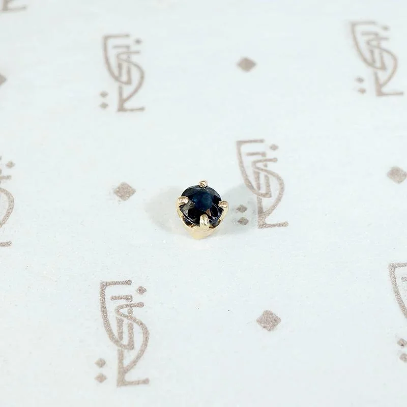 women's gothic ring-Antique .20ct Indigo Blue Sapphire Single Stud