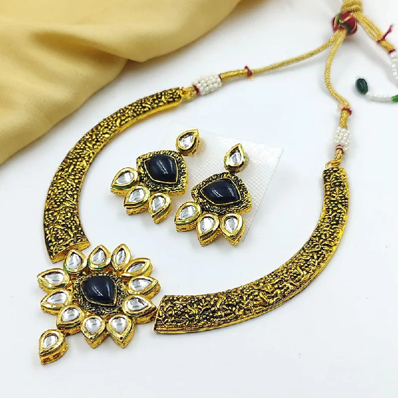 women's pendant necklace-Pooja Bangles Gold Plated Kundan Necklace Set