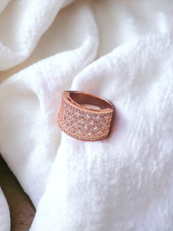 women's halo ring-Rose Gold Keshav Zirconia Ring - EOSS