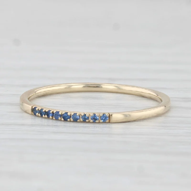 women's platinum engagement ring-Blue Sapphire Band 14k Yellow Gold Size 7 Stackable Wedding Ring