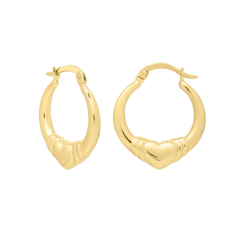 women's sun ring-14K Gold Large Heart Hoops