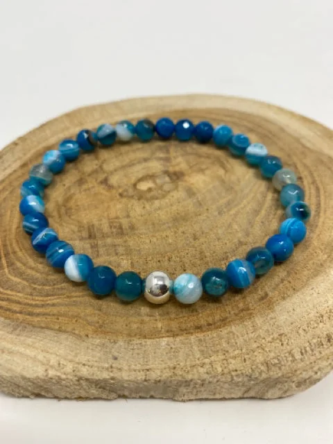 women's elegant necklace-Blue Fire Agate Faceted Bracelet