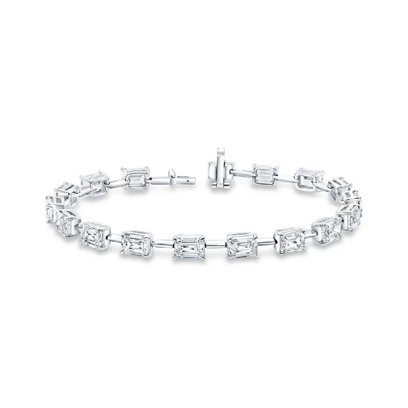 women's engagement necklace-Uneek Signature Collection Emerald Cut Diamond Link Bracelet