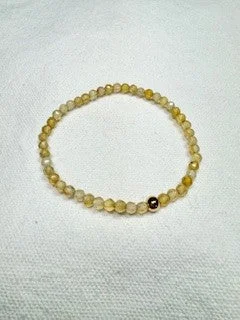 women's graduation gift necklace-Yellow Agate Faceted Bracelet with Gold Bead