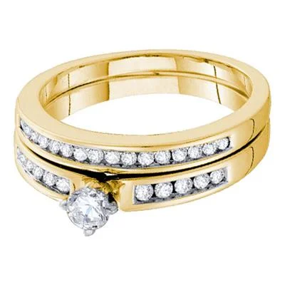 women's designer engagement ring-14K YELLOW GOLD DIAMOND BRIDAL WEDDING RING SET 1/2 CTTW