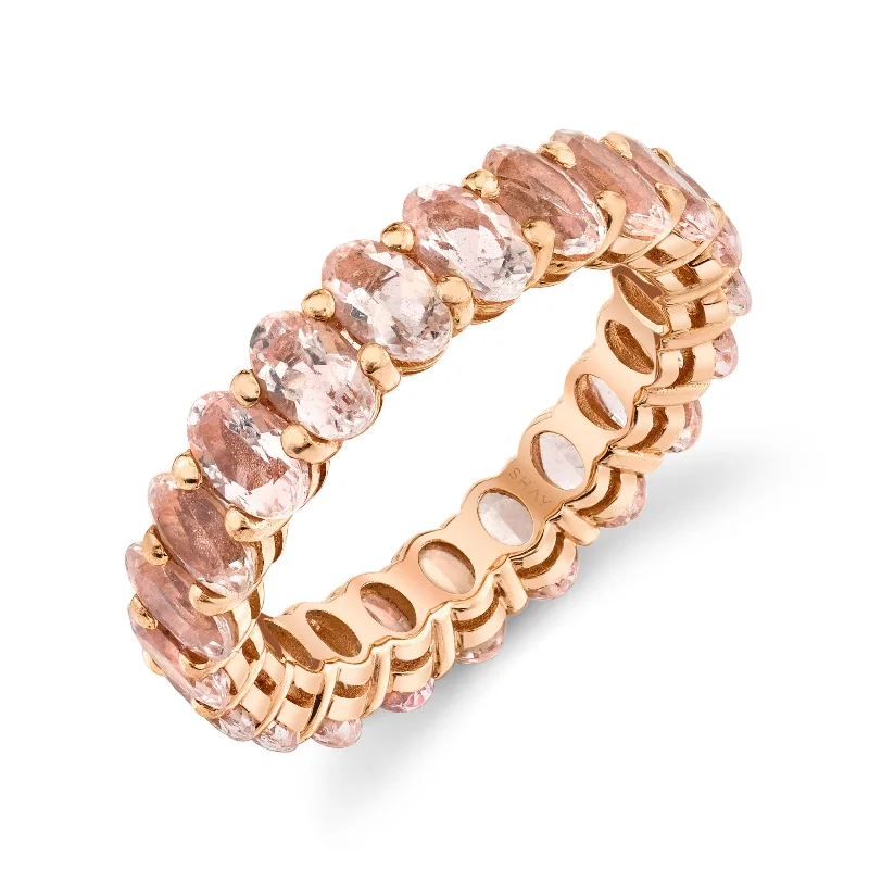 women's cocktail ring-READY TO SHIP SMALL MORGANITE OVAL ETERNITY BAND