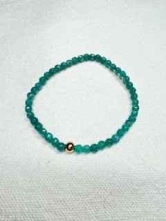 women's rectangle necklace-Amazonite Faceted Bracelet with Gold Bead