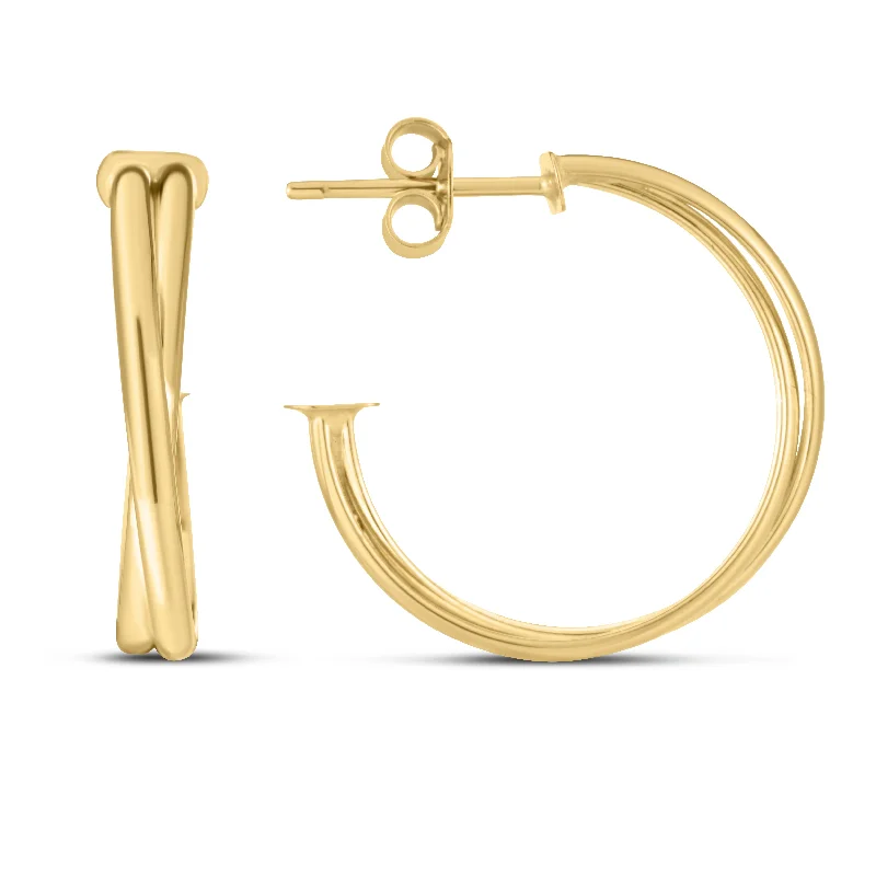 women's wedding ring-14K Gold Large Crossover Hoops