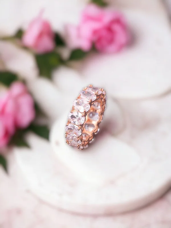 women's ring-Rose Gold Isvari Zirconia Ring - EOSS