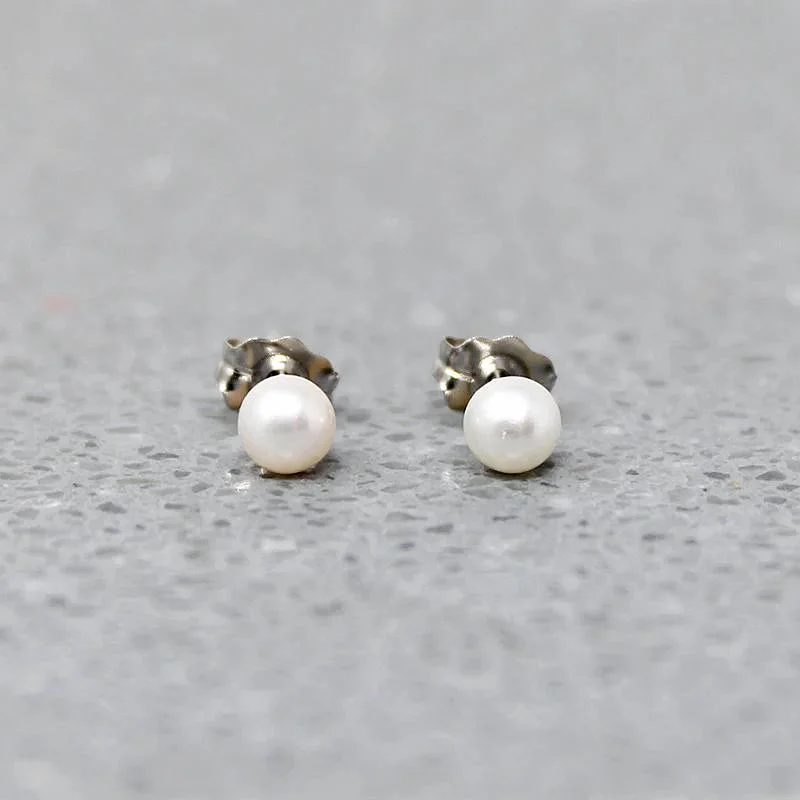 women's solitaire ring-Petite Cultured Pearl Studs in 14k Gold