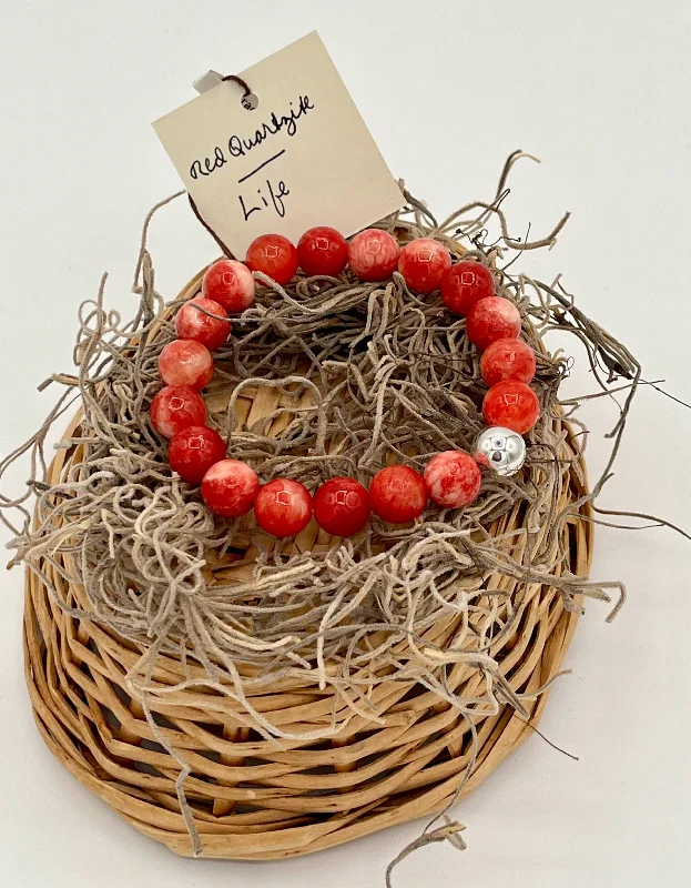 women's oval necklace-Red Quartzite Bracelet