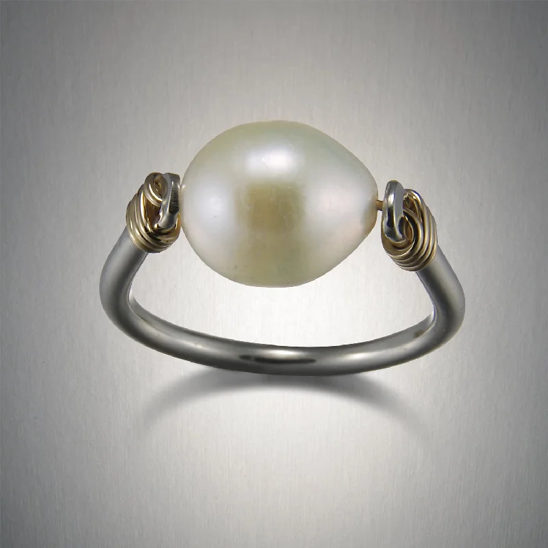 women's pave setting ring-1104 - Pearl Wrap Ring