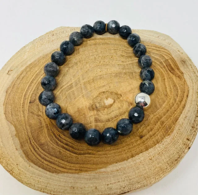 women's skull necklace-Faceted Larvikite Bracelet