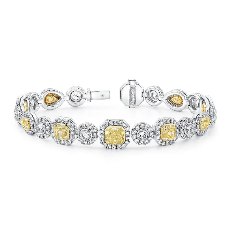 women's square necklace-Uneek Mixed-Shape Fancy Yellow Diamond Bracelet